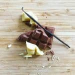 Chocolate & vanilla on chopping board