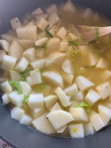 Potatoes & leeks cooking