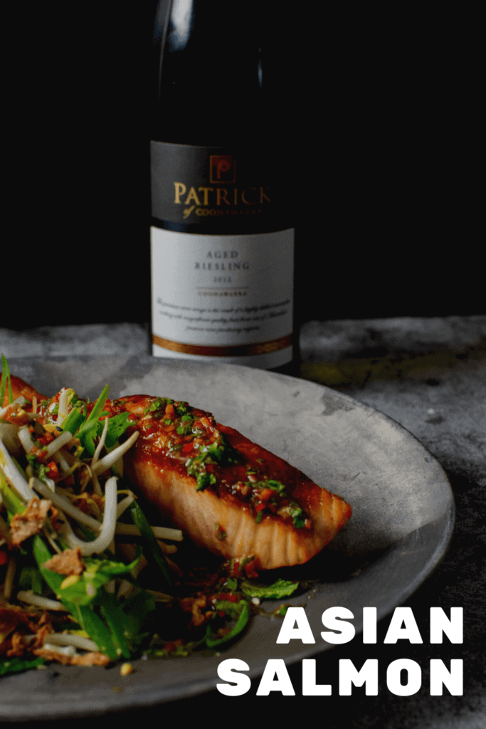 patrick of coonawarra riesling, salmon & beansprout salad