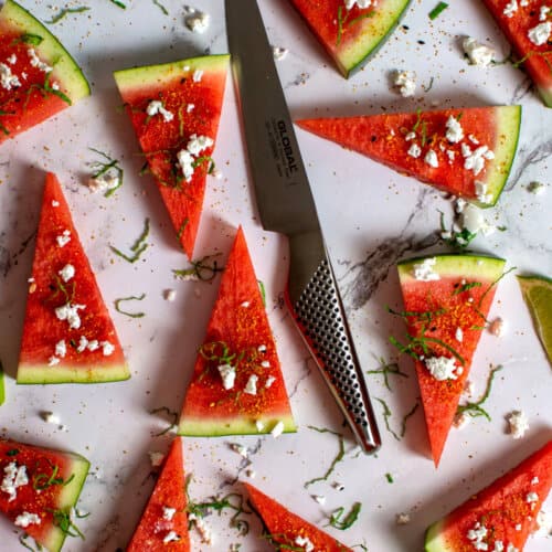 slices of watermelon with lime