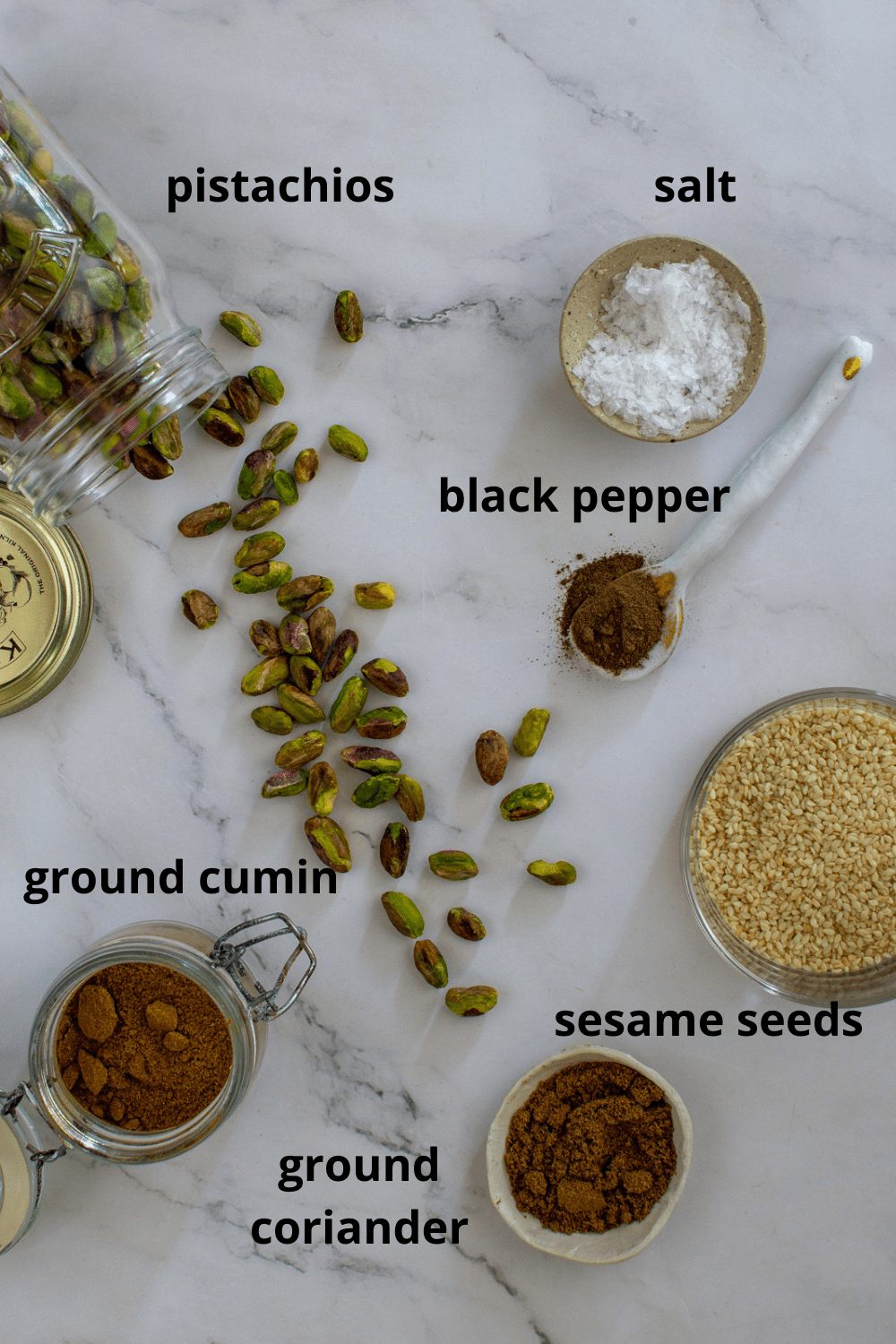 ingredients to make pistachio dukkah 