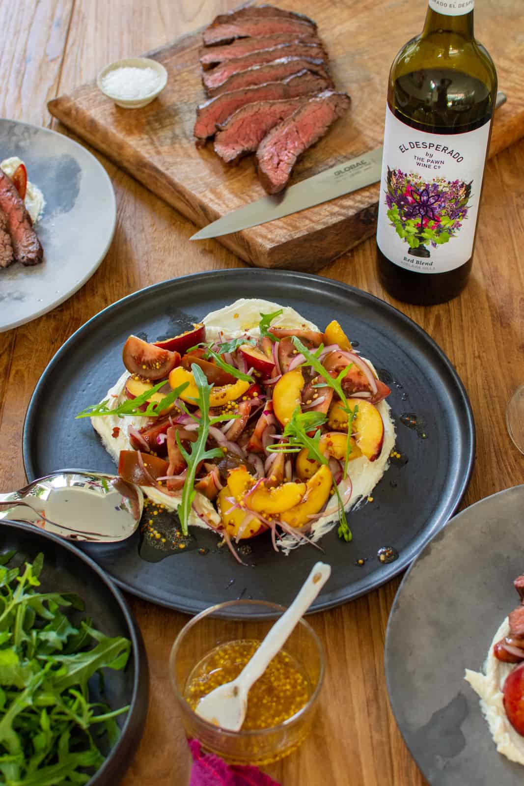 Bavette Steak, Peach and Tomato Salad - AnotherFoodBlogger