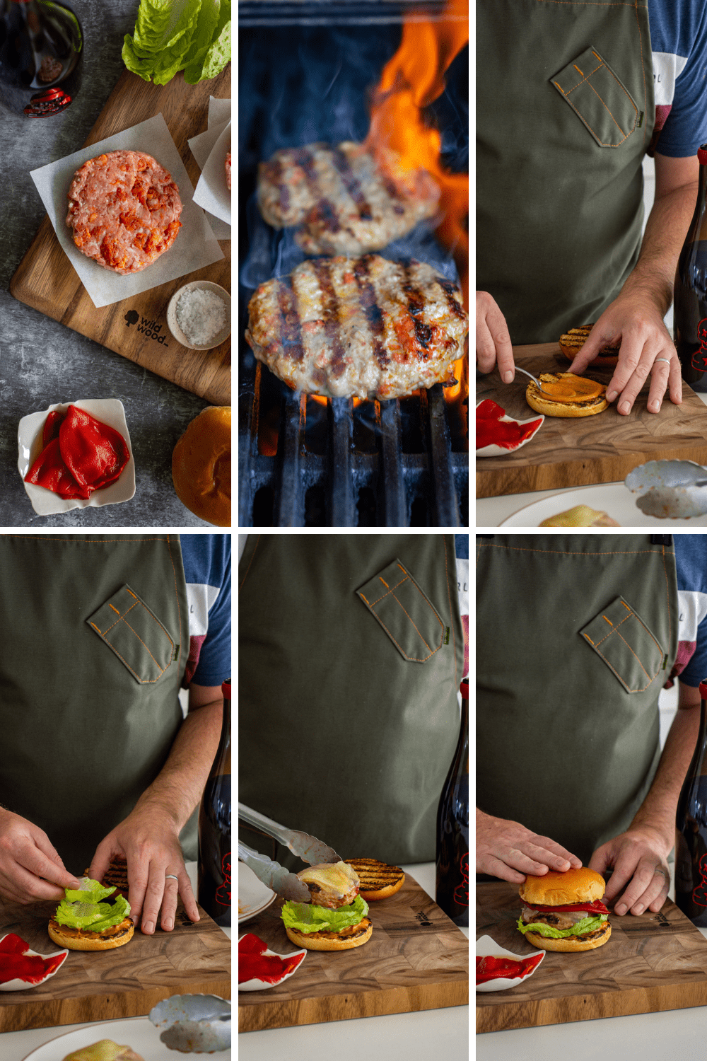 step by step photos of someone making a spanish burger